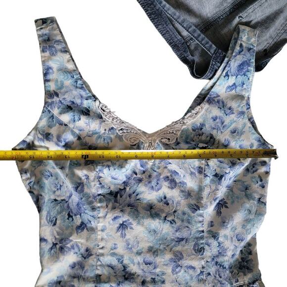 Vintage Floral Lace V Back Tank Darted Traditional Dress Made In USA 100% Cotton - Picture 10 of 11